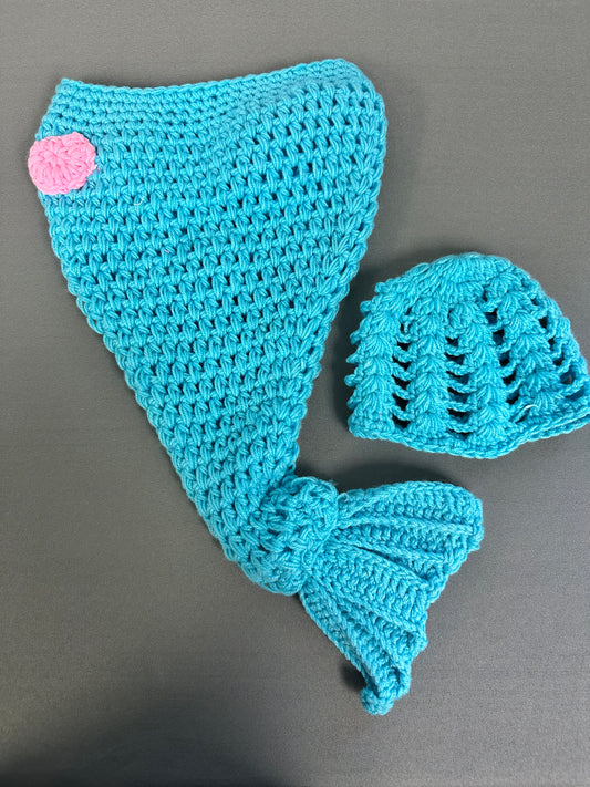 Crochet Mermaid Tail and Matching Hat